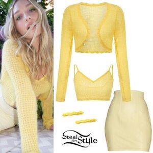 Nana Jacqueline Yellow Crop Top Set